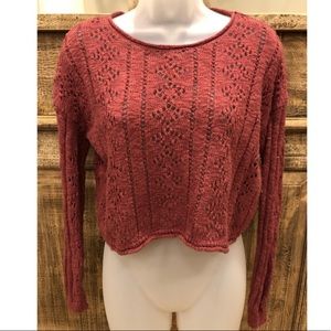Forever 21 Red Cropped Sweater w/holes
